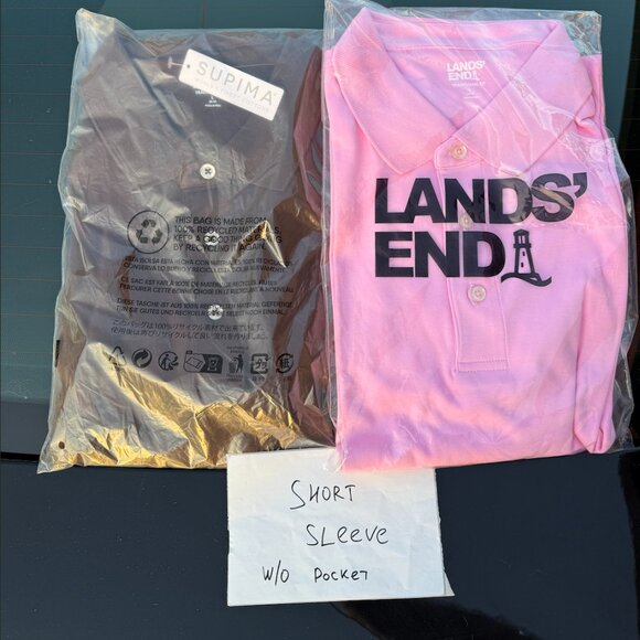 2 New Lands’ End Short Sleeve Polo Shirt – Men’s Large, Cotton Supima, Solid Col - Picture 1 of 8